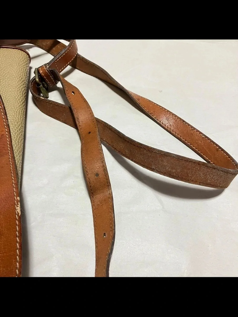 Mulberry Beige and Brown Leather-Trim Crossbody Bag